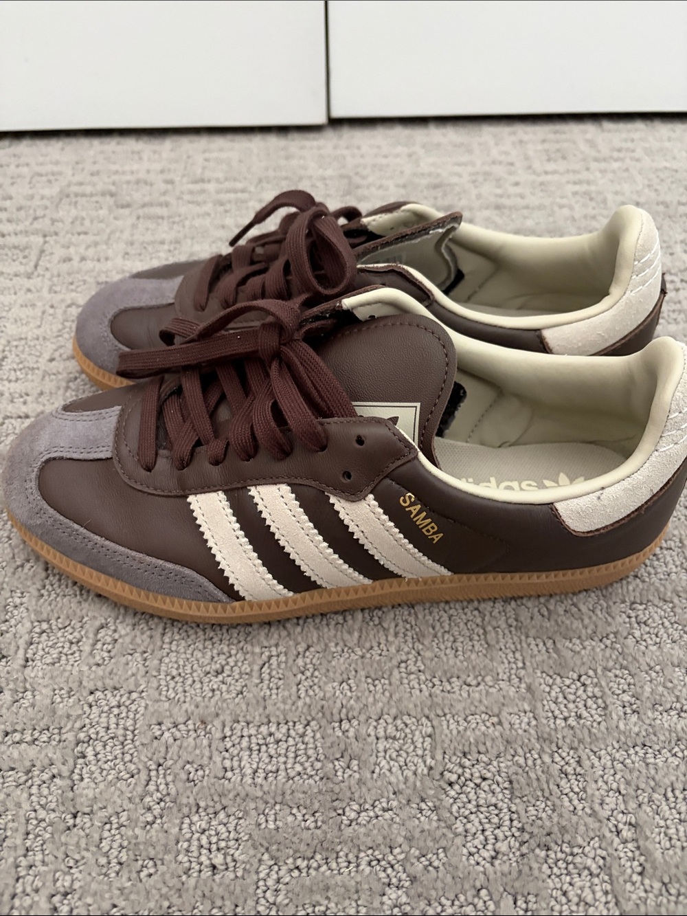 adidas Samba Chocolate Brown and cream Leather Sneakers